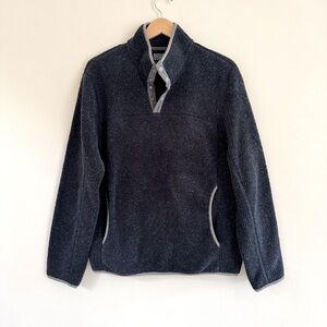 J.Crew Nordic Mockneck Sherpa Fleece Pullover Navy Speckled‎ Size M